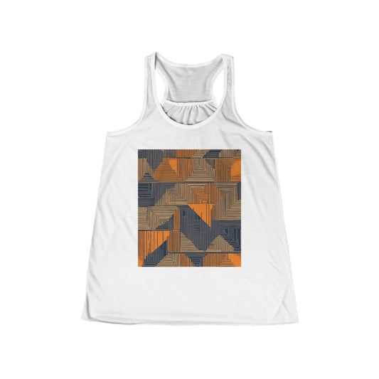 boostlete-field-day-pattern-stair-steps-geometric-0055 — Women's Flowy Racerback Tank (B+C 8800)