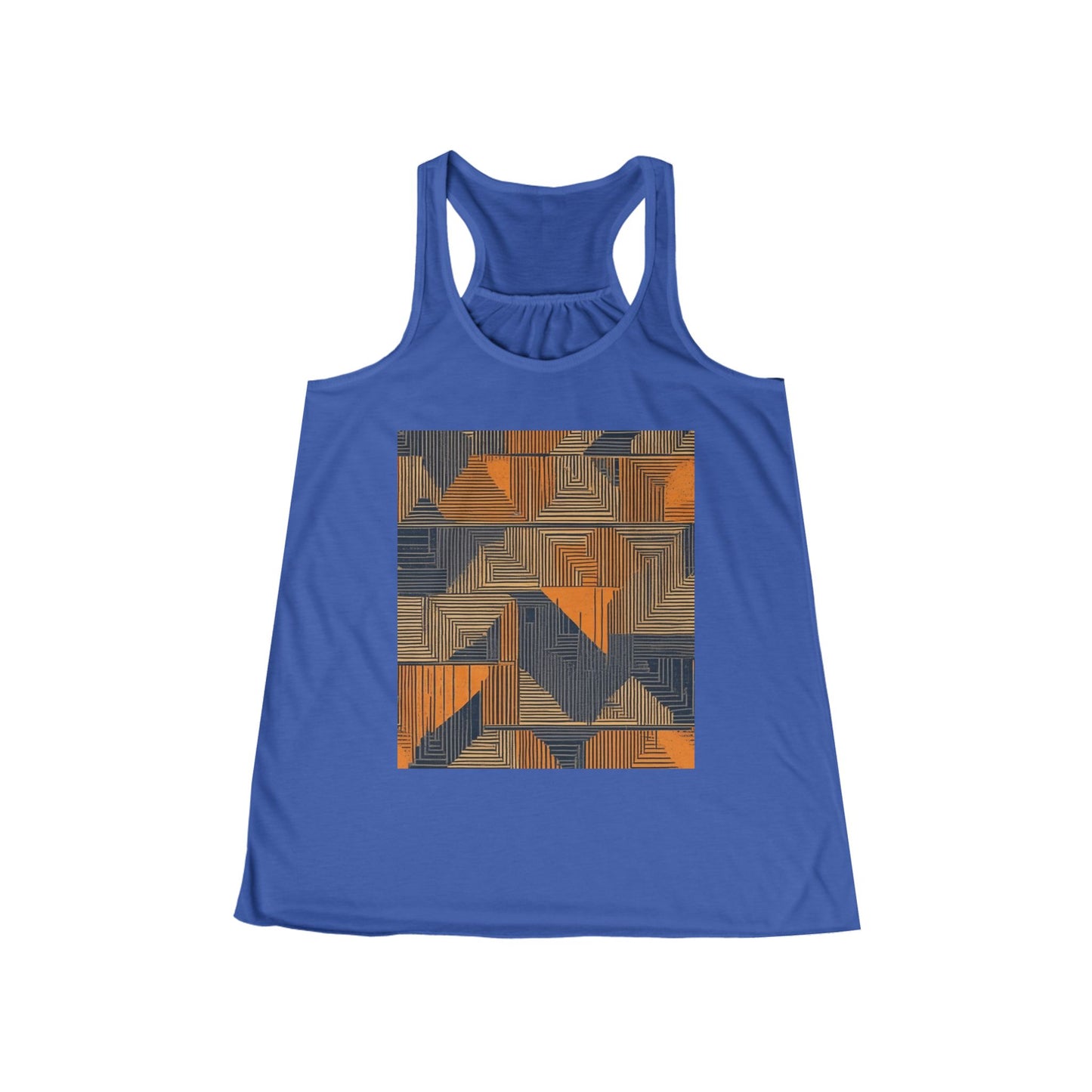 boostlete-field-day-pattern-stair-steps-geometric-0055 — Women's Flowy Racerback Tank (B+C 8800)