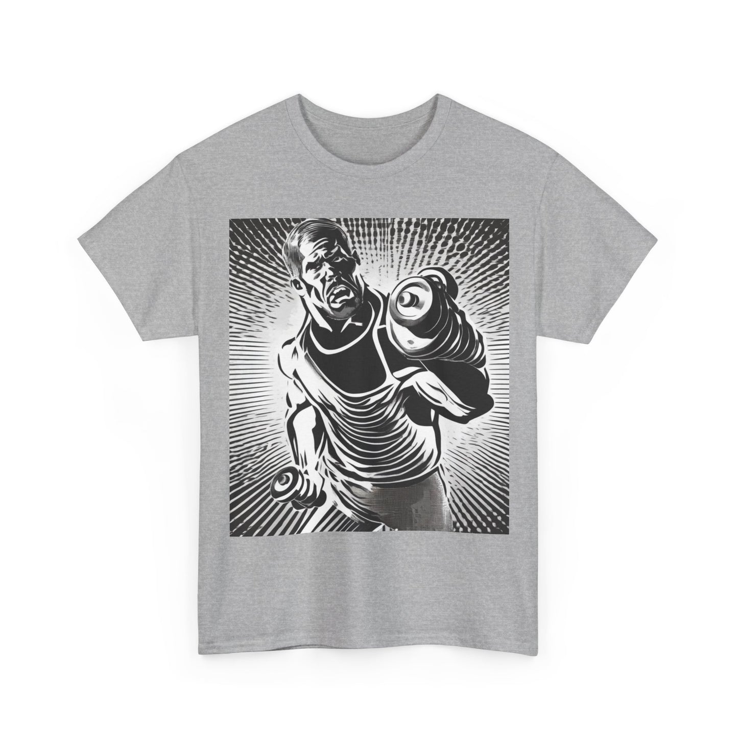 boostlete-pr-season-scene-lunge-halftone-engraved-0096 — Unisex Heavy Cotton Tee (Gildan 5000)