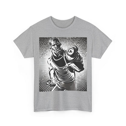 boostlete-pr-season-scene-lunge-halftone-engraved-0096 — Unisex Heavy Cotton Tee (Gildan 5000)
