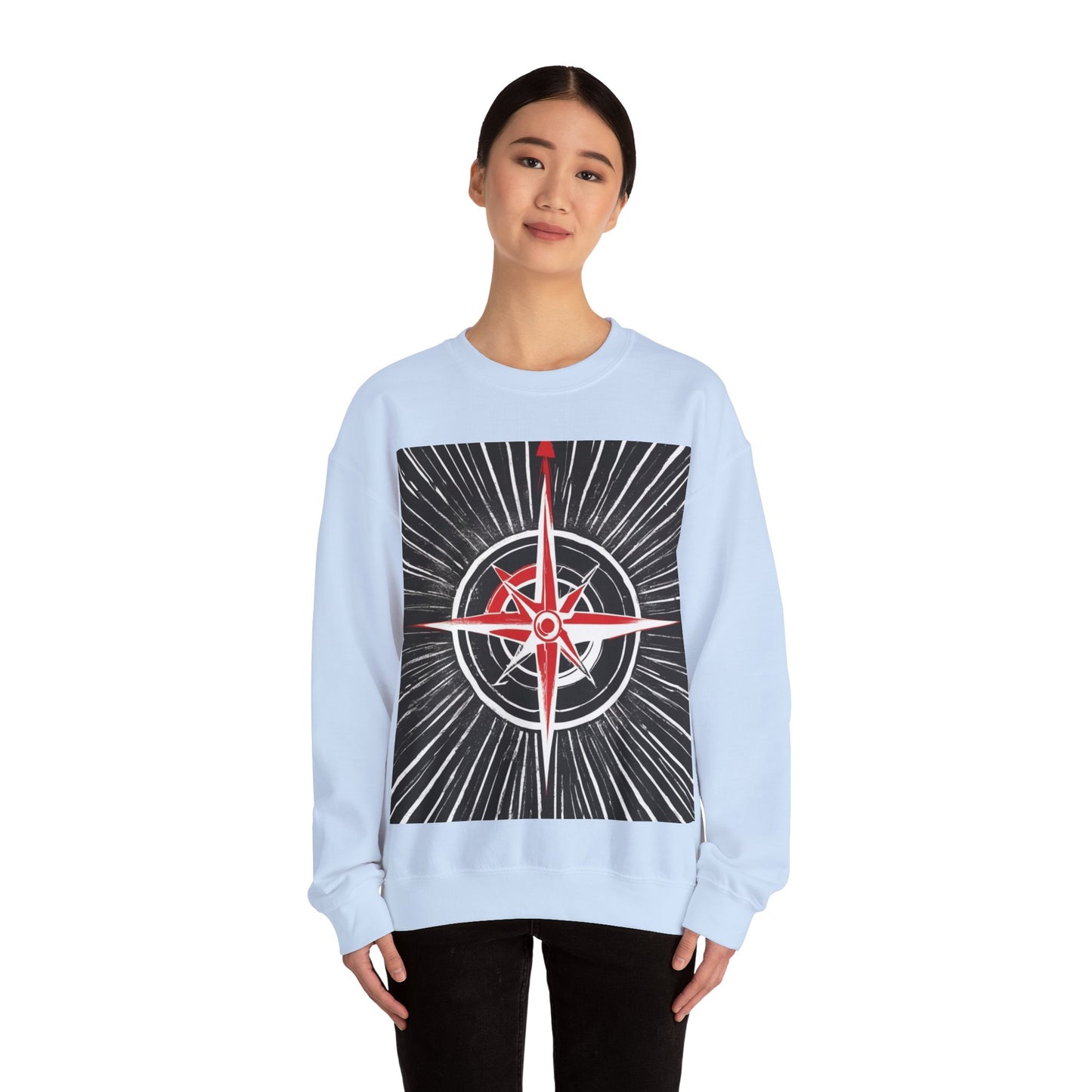 boostlete-boost-mode-icon-compass-chalk-vector-1382 — Unisex Heavy Blend Crewneck (G18000)