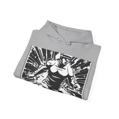 boostlete-field-day-scene-sprinter-halftone-bold-0148 — Unisex Heavy Blend Hooded Sweatshirt (Gildan)