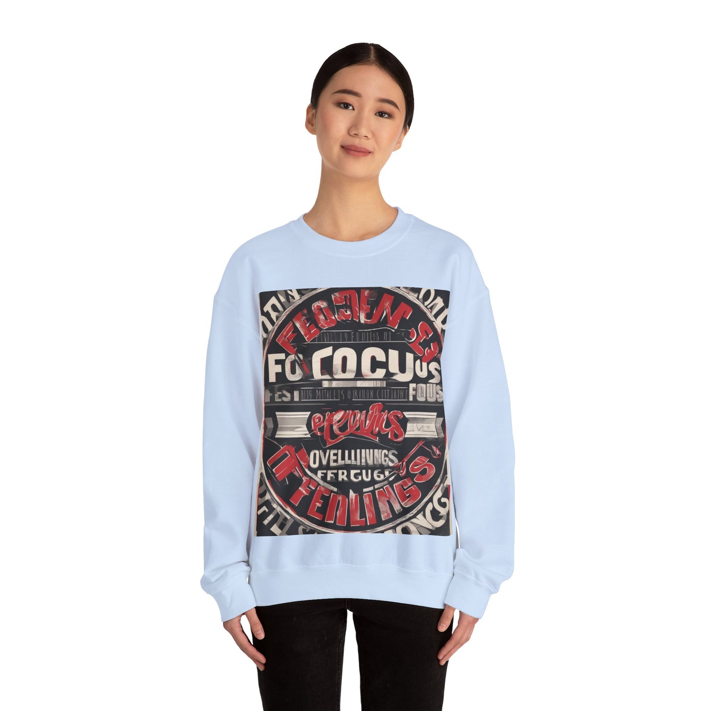 boostlete-mile-by-mile-type-focus-over-feelings-split-retro-0841 — Unisex Heavy Blend Crewneck (G18000)
