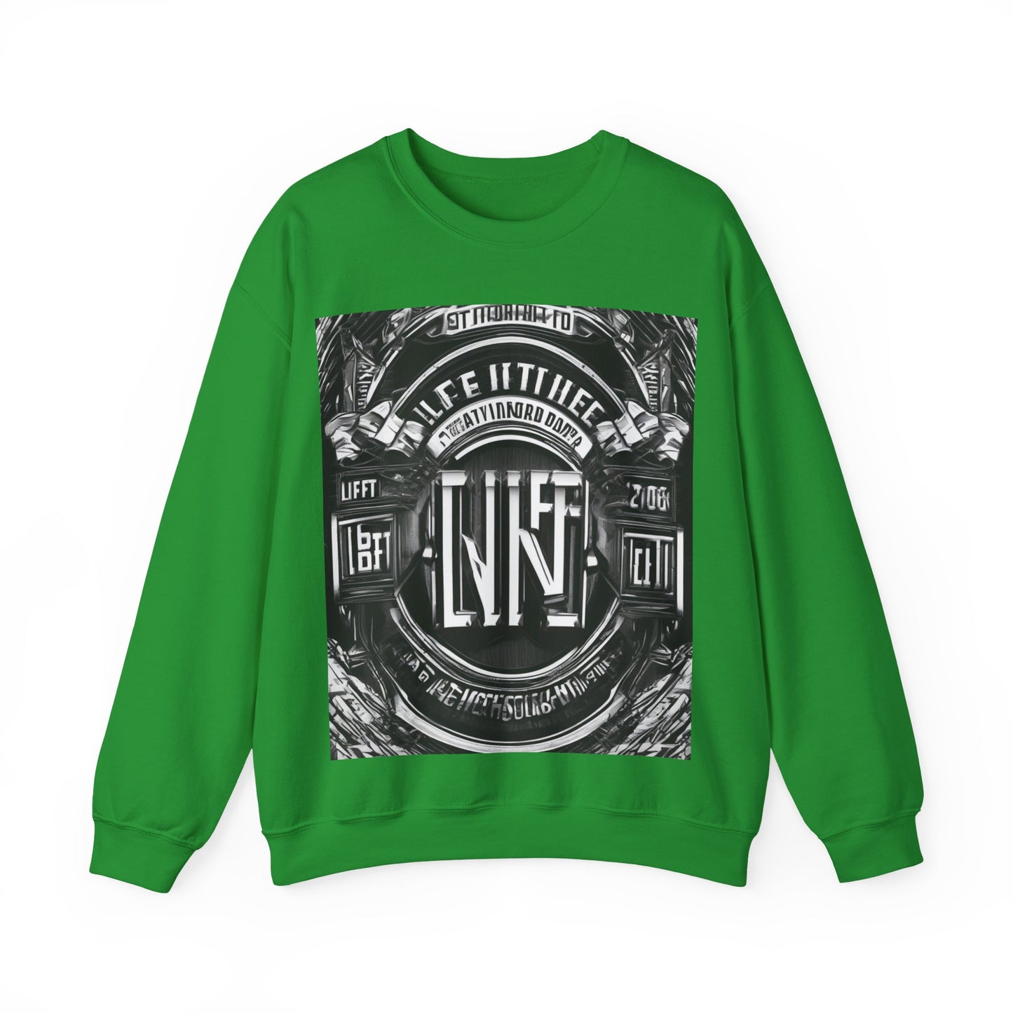 boostlete-am-crew-type-lift-the-standard-banner-engraved-0665 — Unisex Heavy Blend Crewneck (G18000)