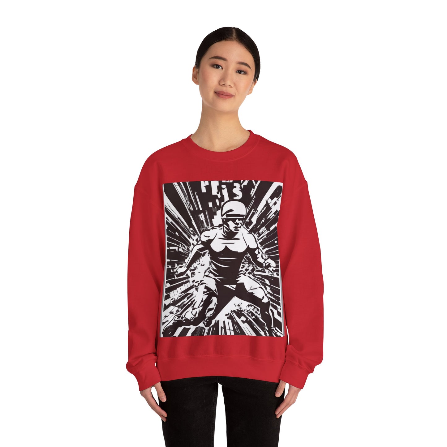 boostlete-field-day-scene-sprinter-halftone-bold-0148 — Unisex Heavy Blend Crewneck Sweatshirt (Gildan)