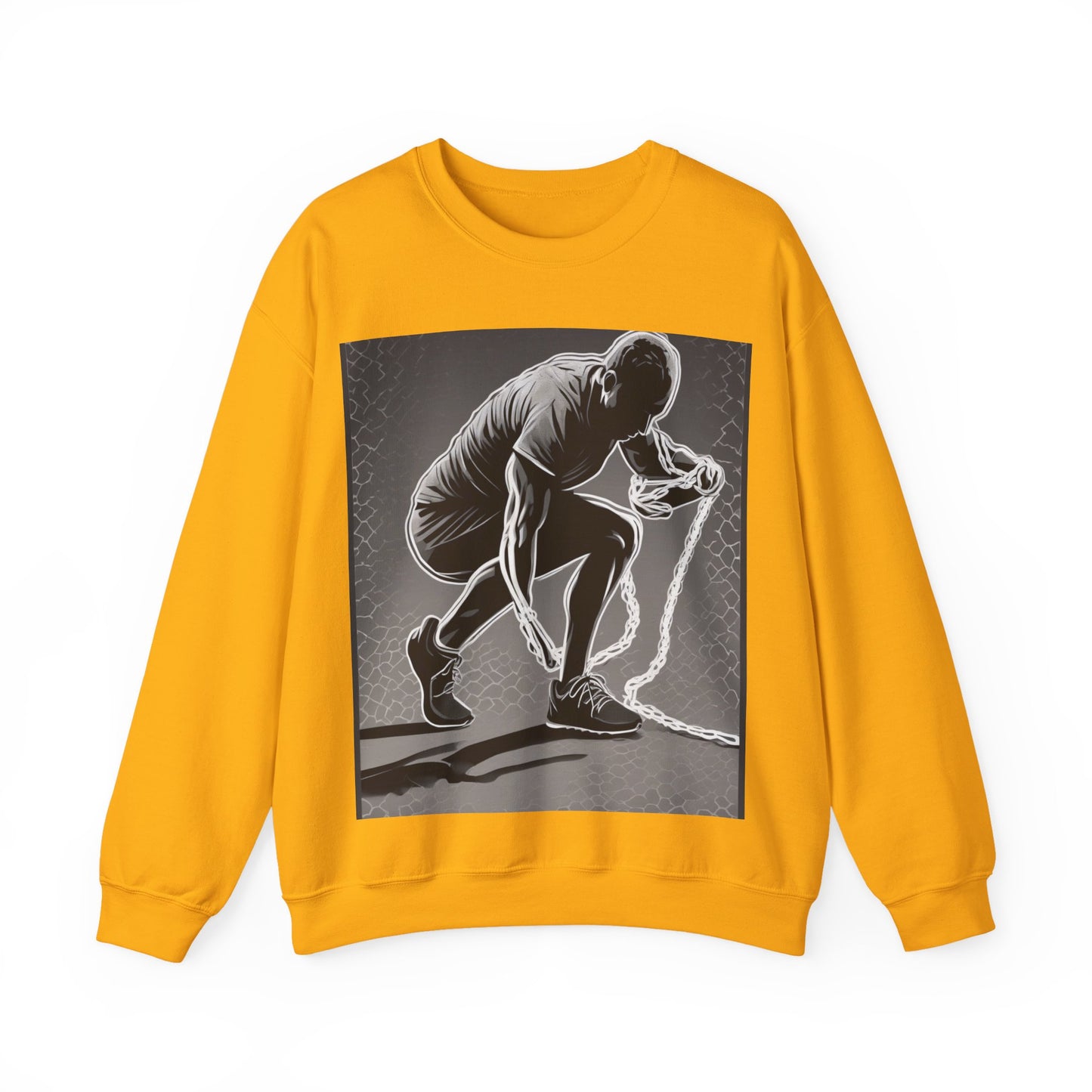 boostlete-recovery-progress-scene-runner-halftone-engraved-0068 — Unisex Heavy Blend Crewneck Sweatshirt (Gildan)