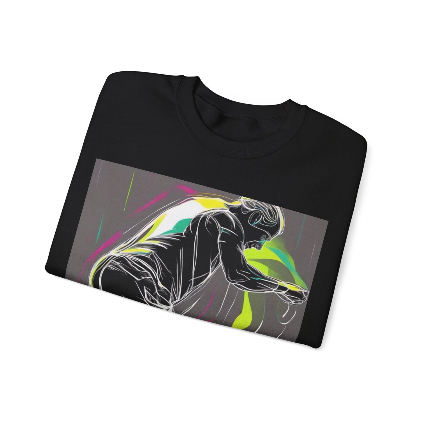 boostlete-iron-intent-scene-athlete-neon-monoline-0140 — Unisex Heavy Blend Crewneck Sweatshirt (Gildan)