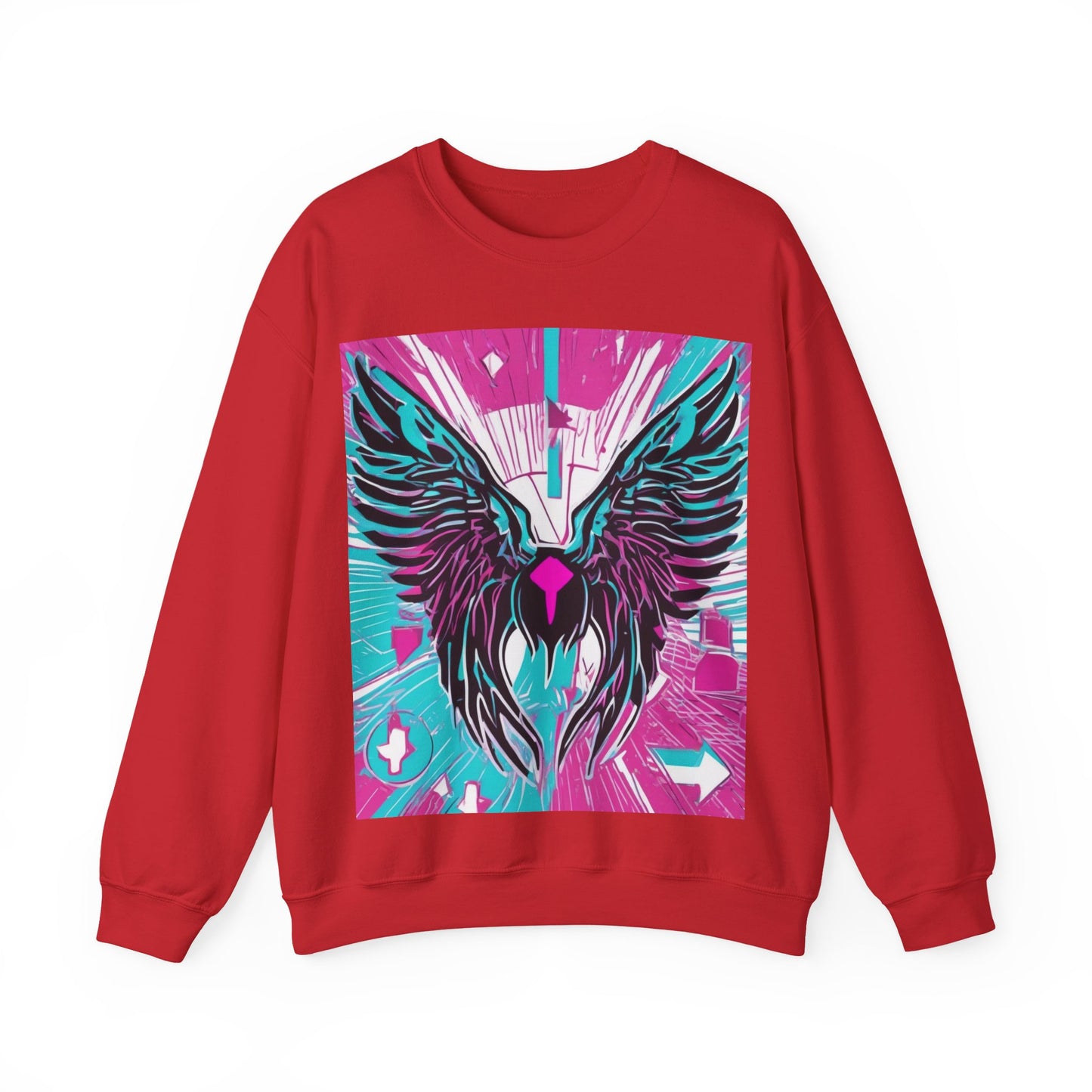 boostlete-am-crew-icon-wings-outline-line-art-0282 — Unisex Heavy Blend Crewneck Sweatshirt (Gildan)