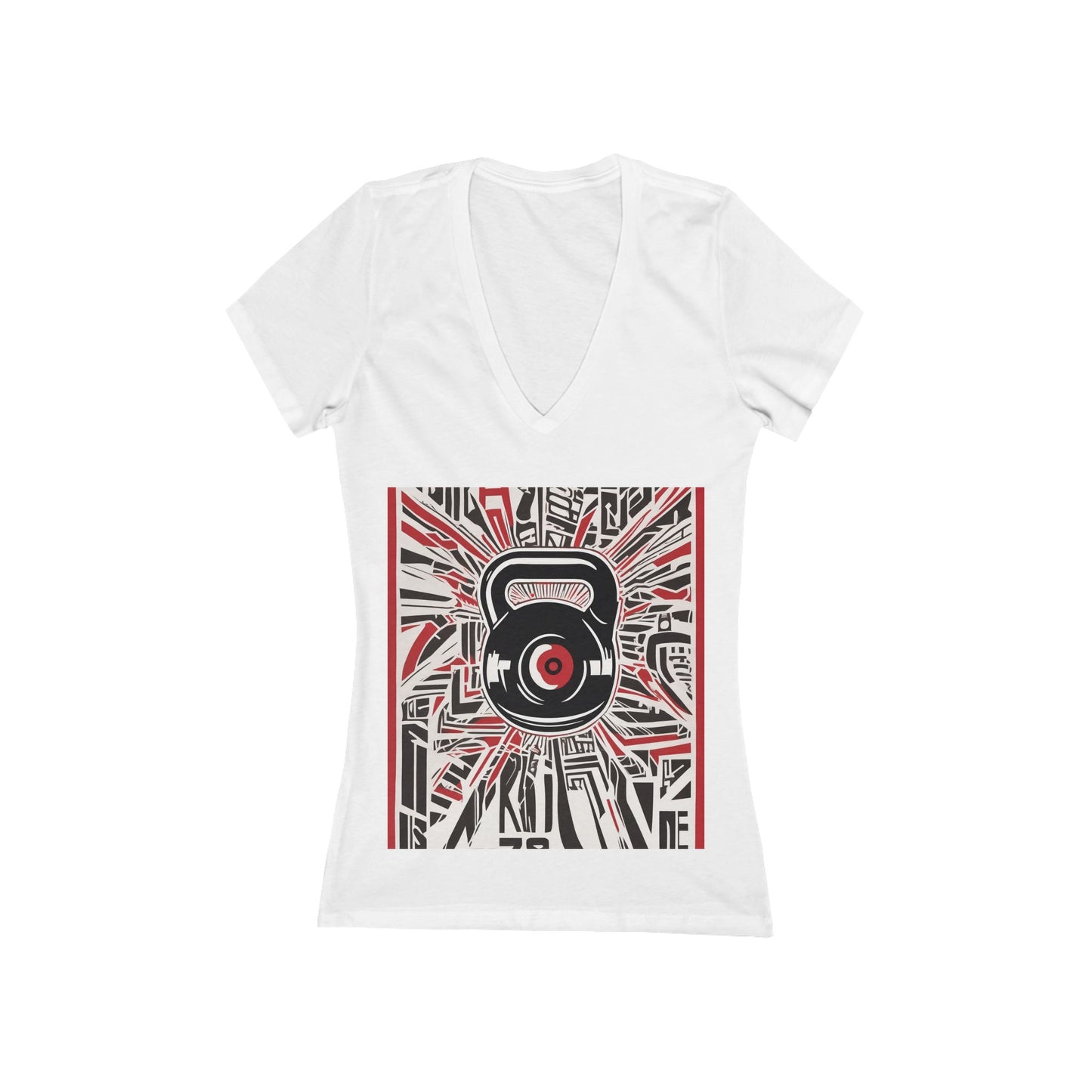 boostlete-recovery-progress-icon-kettlebell-outline-industrial-0366 — Women's Deep V-Neck Tee (B+C 6035)