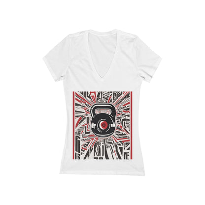 boostlete-recovery-progress-icon-kettlebell-outline-industrial-0366 — Women's Deep V-Neck Tee (B+C 6035)