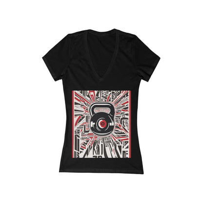 boostlete-recovery-progress-icon-kettlebell-outline-industrial-0366 — Women's Deep V-Neck Tee (B+C 6035)