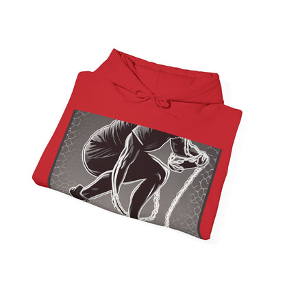 boostlete-recovery-progress-scene-runner-halftone-engraved-0068 — Unisex Heavy Blend Hooded Sweatshirt (Gildan)