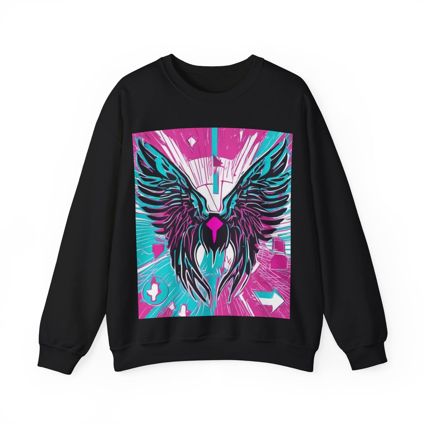 boostlete-am-crew-icon-wings-outline-line-art-0282 — Unisex Heavy Blend Crewneck Sweatshirt (Gildan)