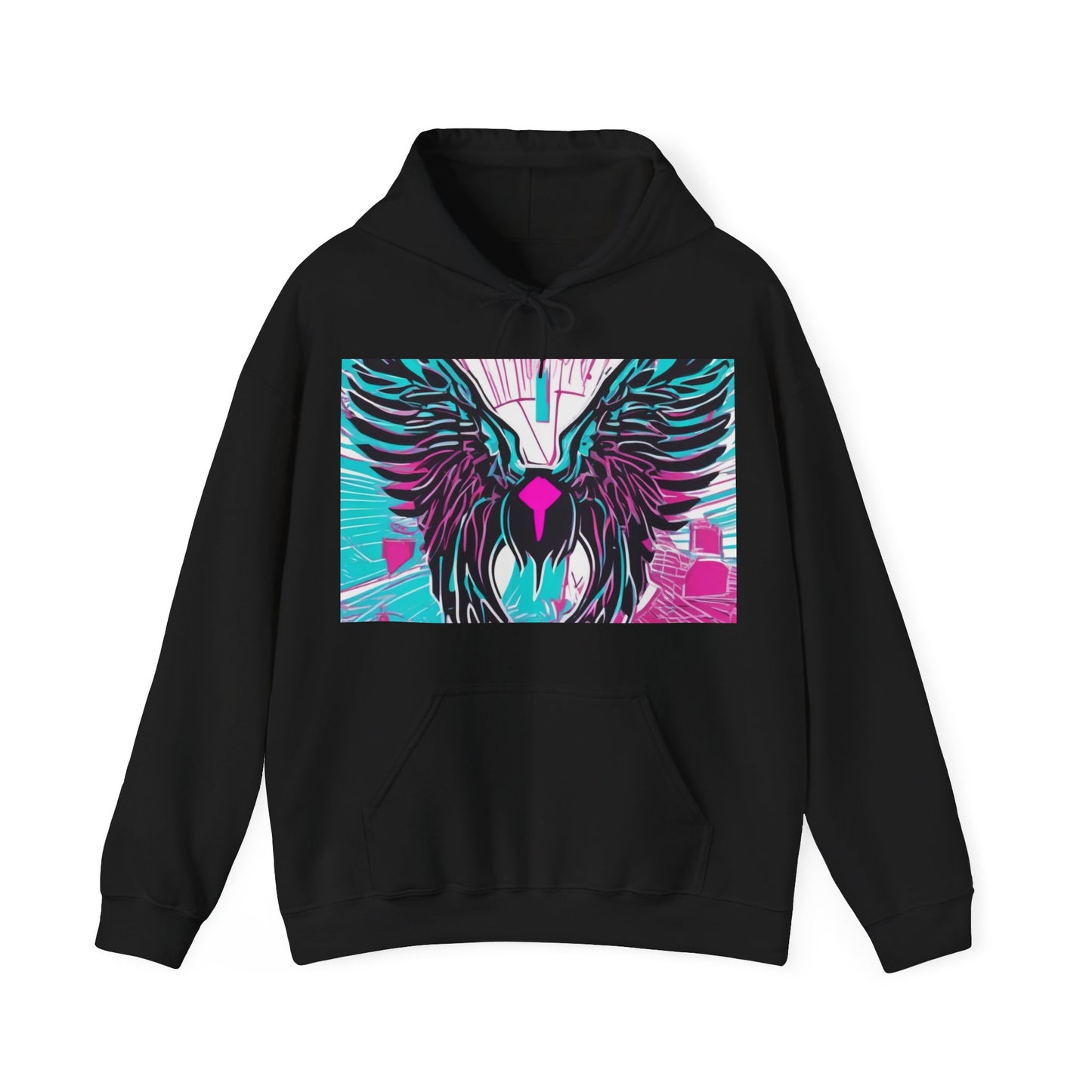 boostlete-am-crew-icon-wings-outline-line-art-0282 — Unisex Heavy Blend Hooded Sweatshirt (Gildan)