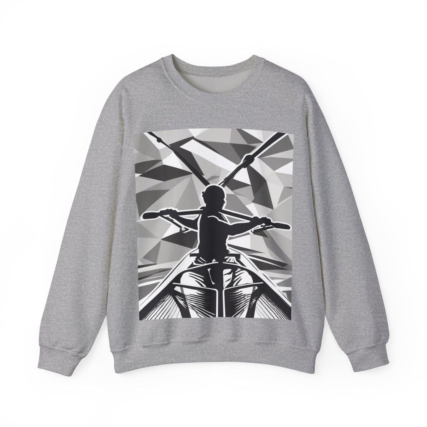 boostlete-am-crew-scene-rower-outline-geometric-0060 — Unisex Heavy Blend Crewneck Sweatshirt (Gildan)