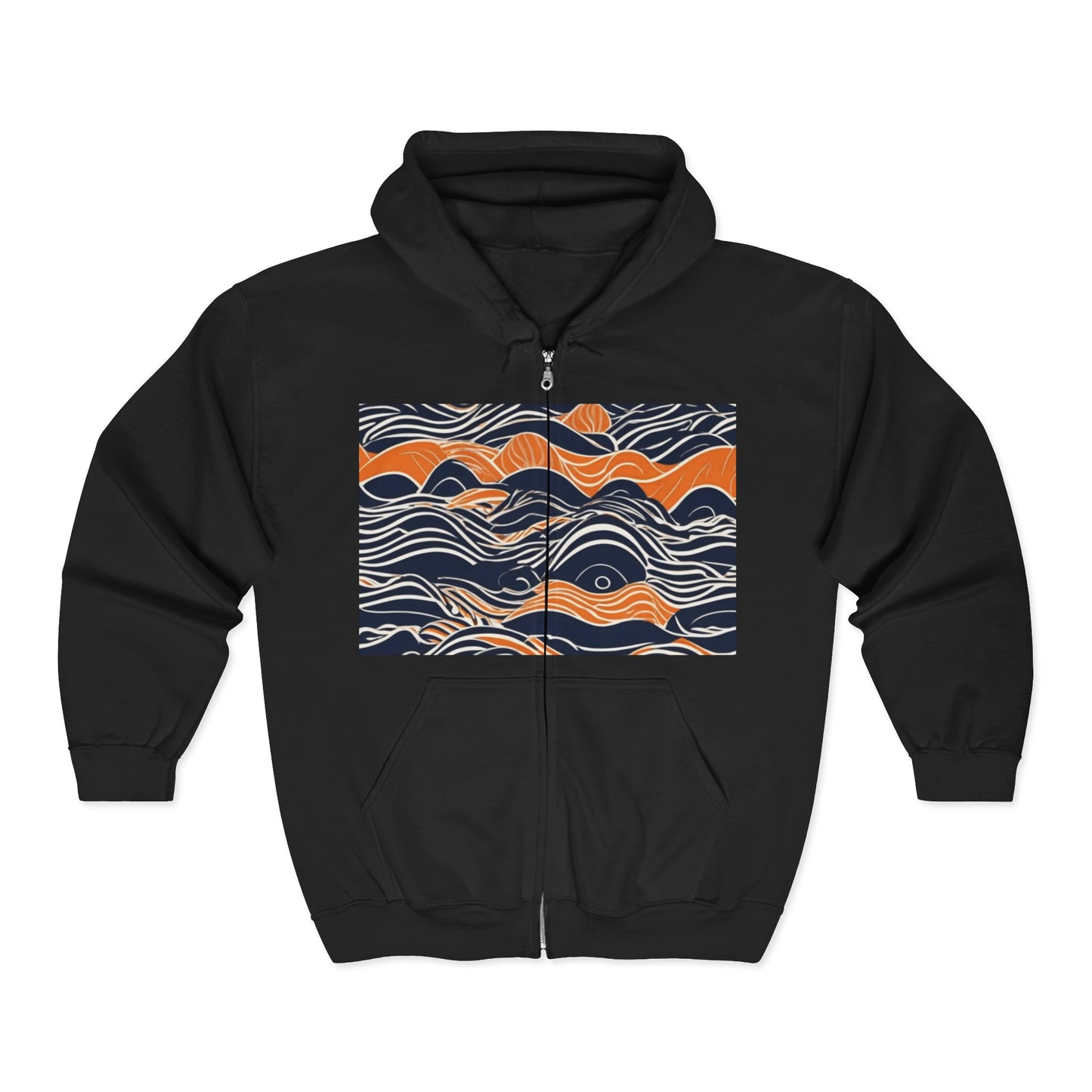boostlete-iron-intent-type-small-wins-big-waves-outline-over-solid-geometric-0261 — Unisex Heavy Blend Full-Zip Hooded Sweatshirt