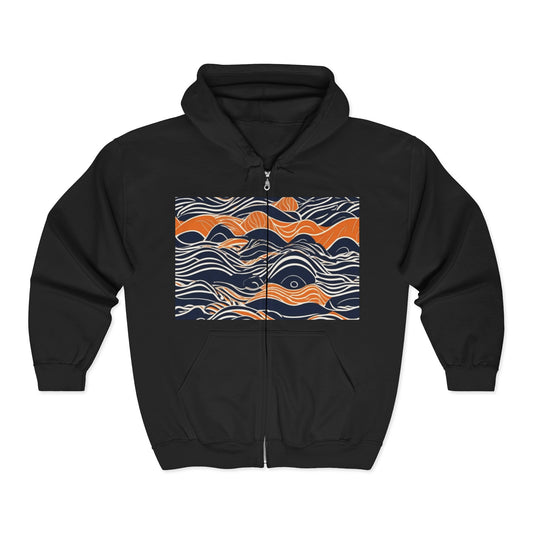 boostlete-iron-intent-type-small-wins-big-waves-outline-over-solid-geometric-0261 — Unisex Heavy Blend Full-Zip Hooded Sweatshirt