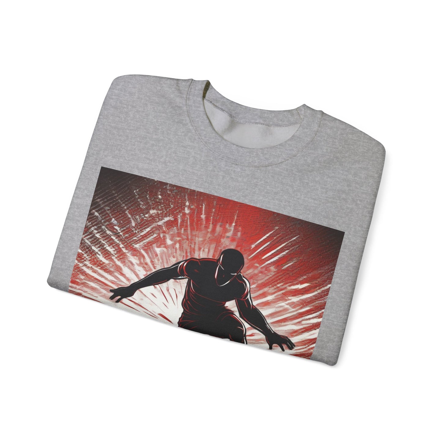 boostlete-recovery-progress-scene-hurdler-halftone-engraved-0212 — Unisex Heavy Blend Crewneck Sweatshirt (Gildan)