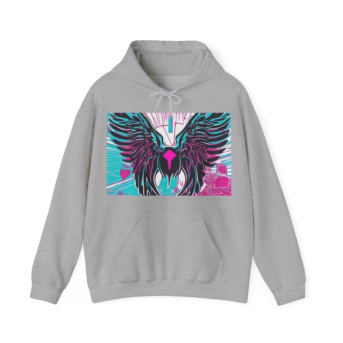 boostlete-am-crew-icon-wings-outline-line-art-0282 — Unisex Heavy Blend Hooded Sweatshirt (Gildan)