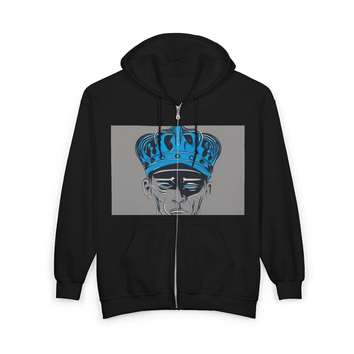 boostlete-am-crew-icon-crown-grainy-monoline-0022 — Unisex Heavy Blend Full-Zip Hooded Sweatshirt