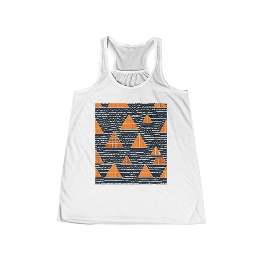 boostlete-iron-intent-pattern-stair-steps-industrial-0259 — Women's Flowy Racerback Tank (B+C 8800)