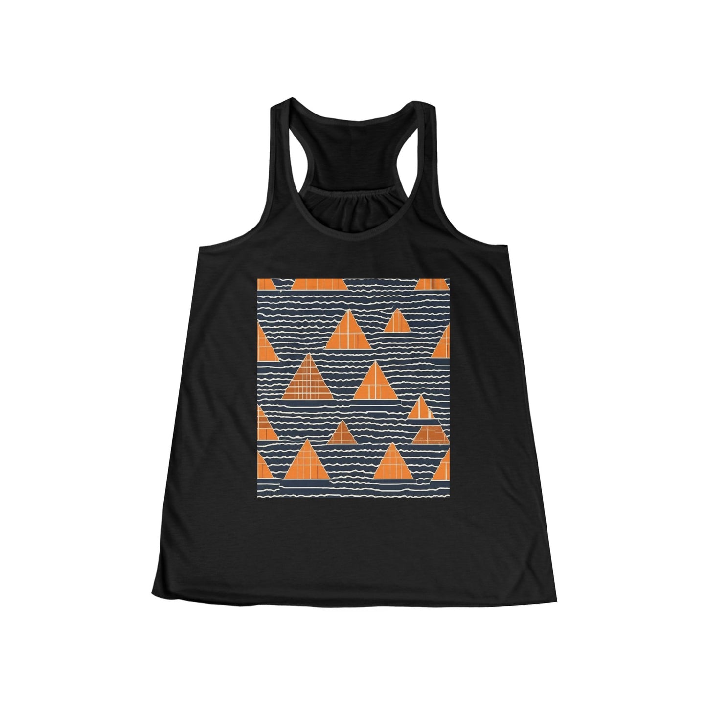 boostlete-iron-intent-pattern-stair-steps-industrial-0259 — Women's Flowy Racerback Tank (B+C 8800)