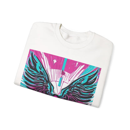 boostlete-am-crew-icon-wings-outline-line-art-0282 — Unisex Heavy Blend Crewneck Sweatshirt (Gildan)