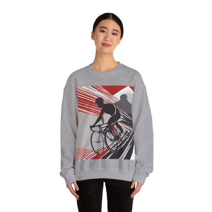 boostlete-boost-mode-scene-cyclist-speed-geometric-0208 — Unisex Heavy Blend Crewneck Sweatshirt (Gildan)