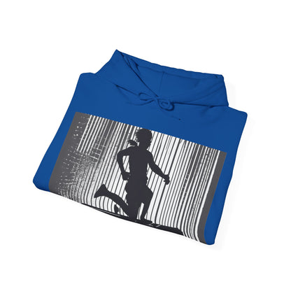 boostlete-am-crew-scene-hurdler-halftone-badge-0956 — Unisex Heavy Blend Hoodie (G18500)