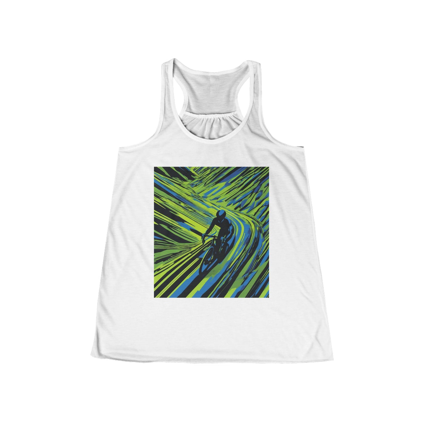 boostlete-am-crew-scene-cyclist-speed-isometric-0064 — Women's Flowy Racerback Tank (B+C 8800)