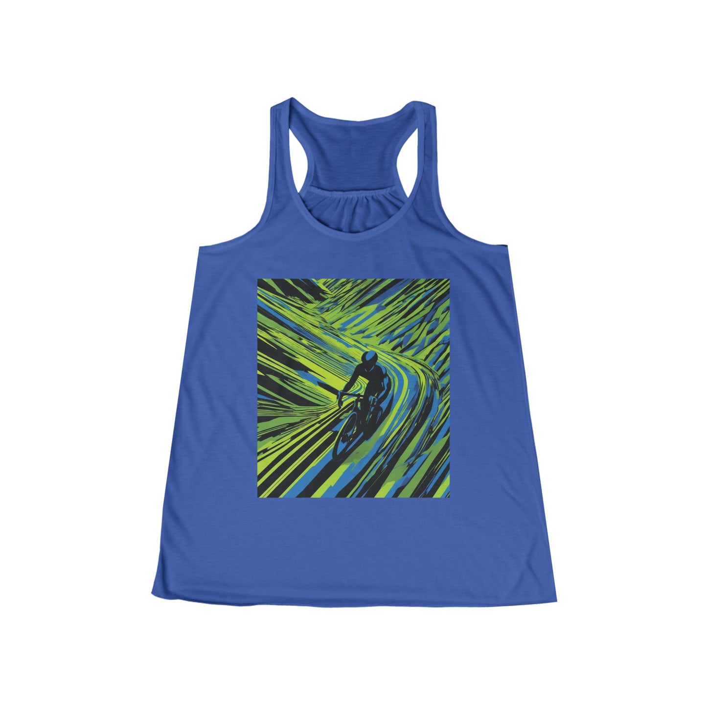 boostlete-am-crew-scene-cyclist-speed-isometric-0064 — Women's Flowy Racerback Tank (B+C 8800)
