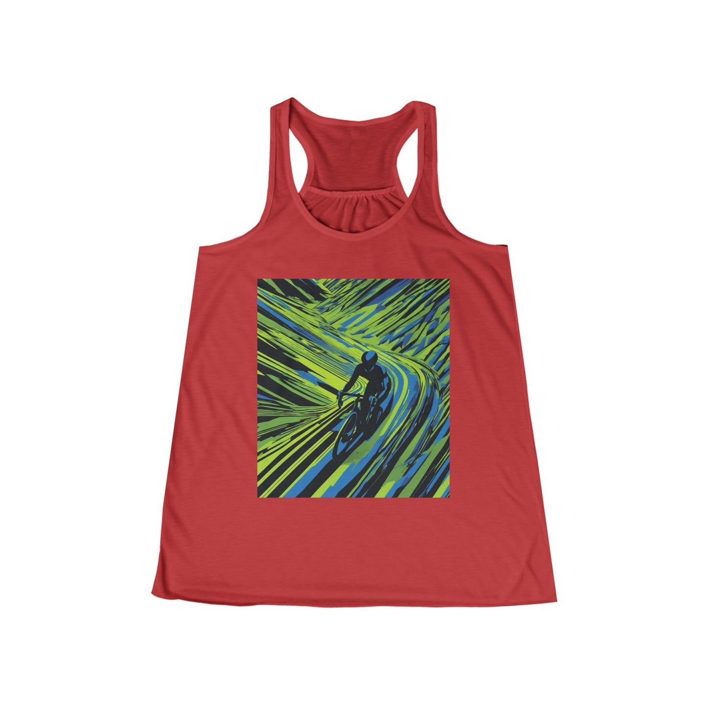 boostlete-am-crew-scene-cyclist-speed-isometric-0064 — Women's Flowy Racerback Tank (B+C 8800)