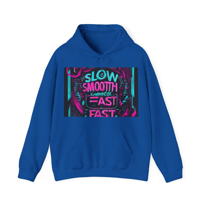 boostlete-recovery-progress-type-slow-is-smooth-smooth-is-fast-banner-engraved-0181 — Unisex Heavy Blend Hooded Sweatshirt (Gildan)