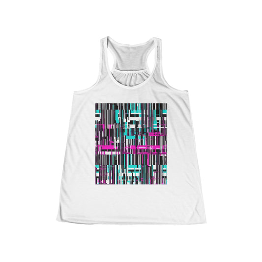 boostlete-am-crew-pattern-barcode-bold-0023 — Women's Flowy Racerback Tank (B+C 8800)