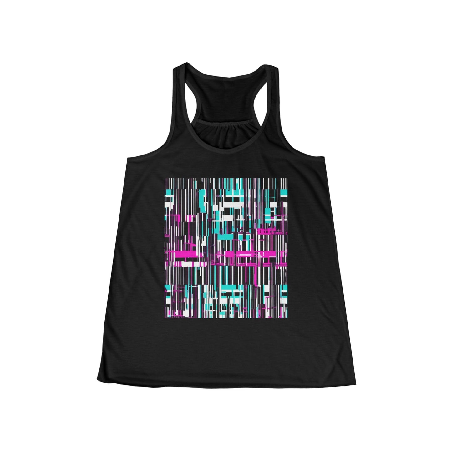 boostlete-am-crew-pattern-barcode-bold-0023 — Women's Flowy Racerback Tank (B+C 8800)