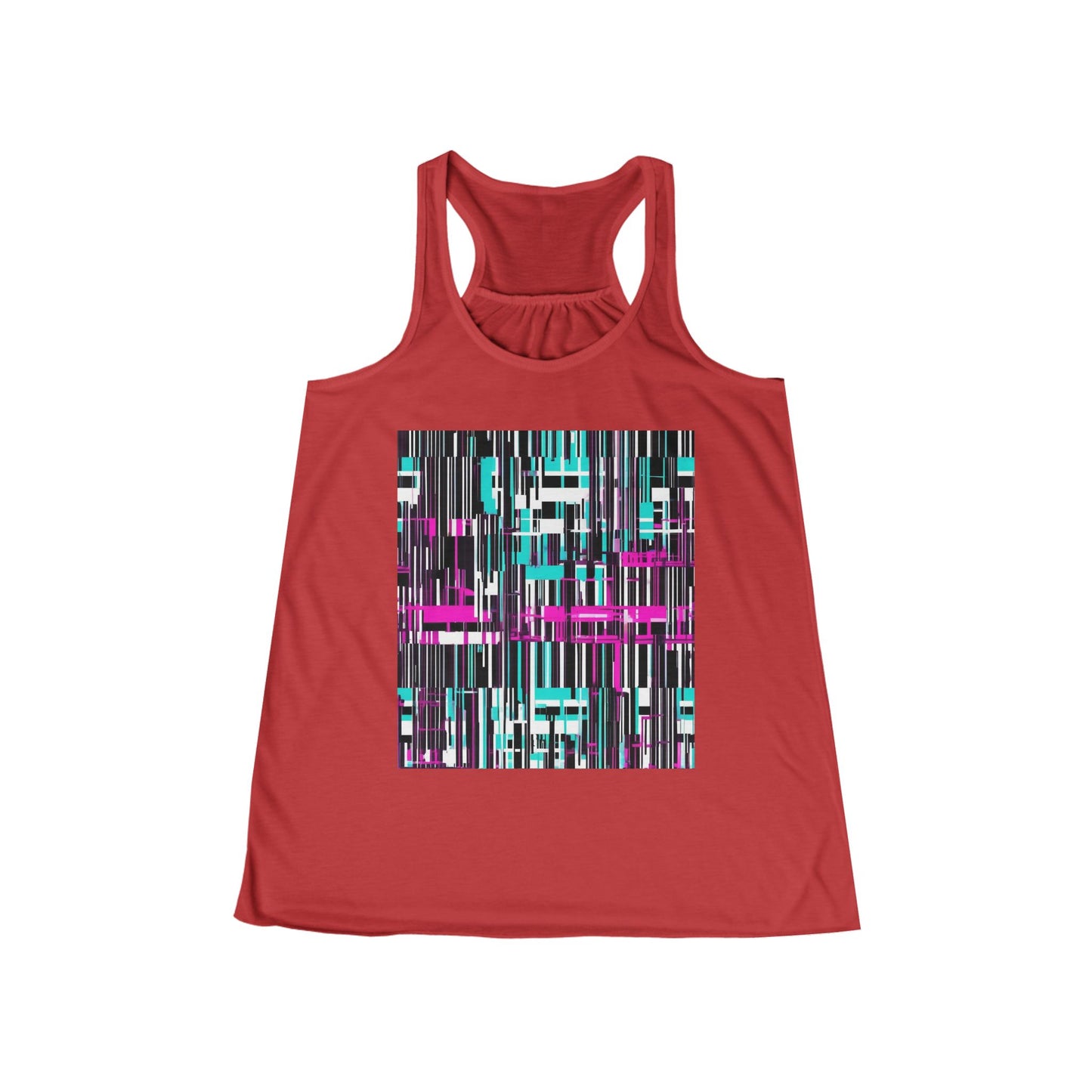 boostlete-am-crew-pattern-barcode-bold-0023 — Women's Flowy Racerback Tank (B+C 8800)