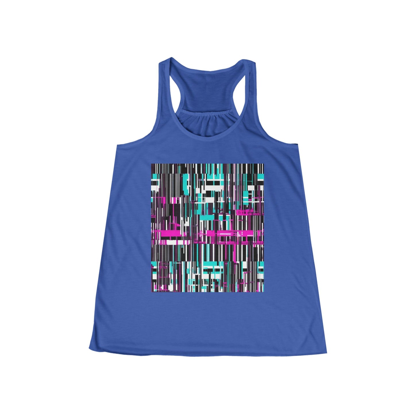boostlete-am-crew-pattern-barcode-bold-0023 — Women's Flowy Racerback Tank (B+C 8800)