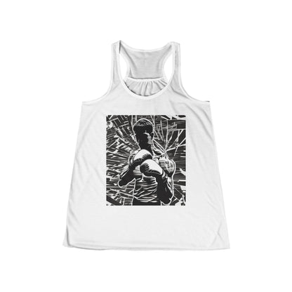 boostlete-boost-mode-scene-boxer-glitch-paper-0084 — Women's Flowy Racerback Tank (B+C 8800)