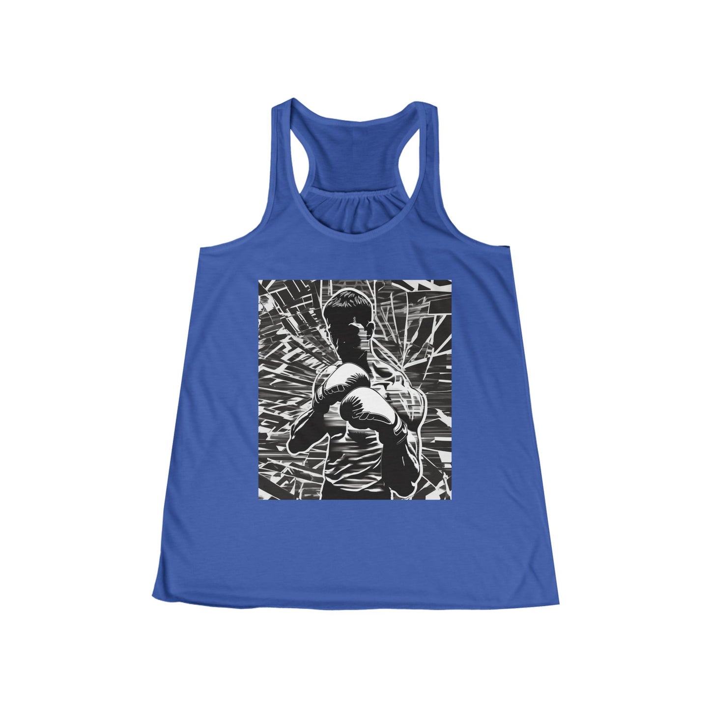 boostlete-boost-mode-scene-boxer-glitch-paper-0084 — Women's Flowy Racerback Tank (B+C 8800)