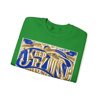 boostlete-am-crew-type-keep-the-promise-split-engraved-0101 — Unisex Heavy Blend Crewneck Sweatshirt (Gildan)