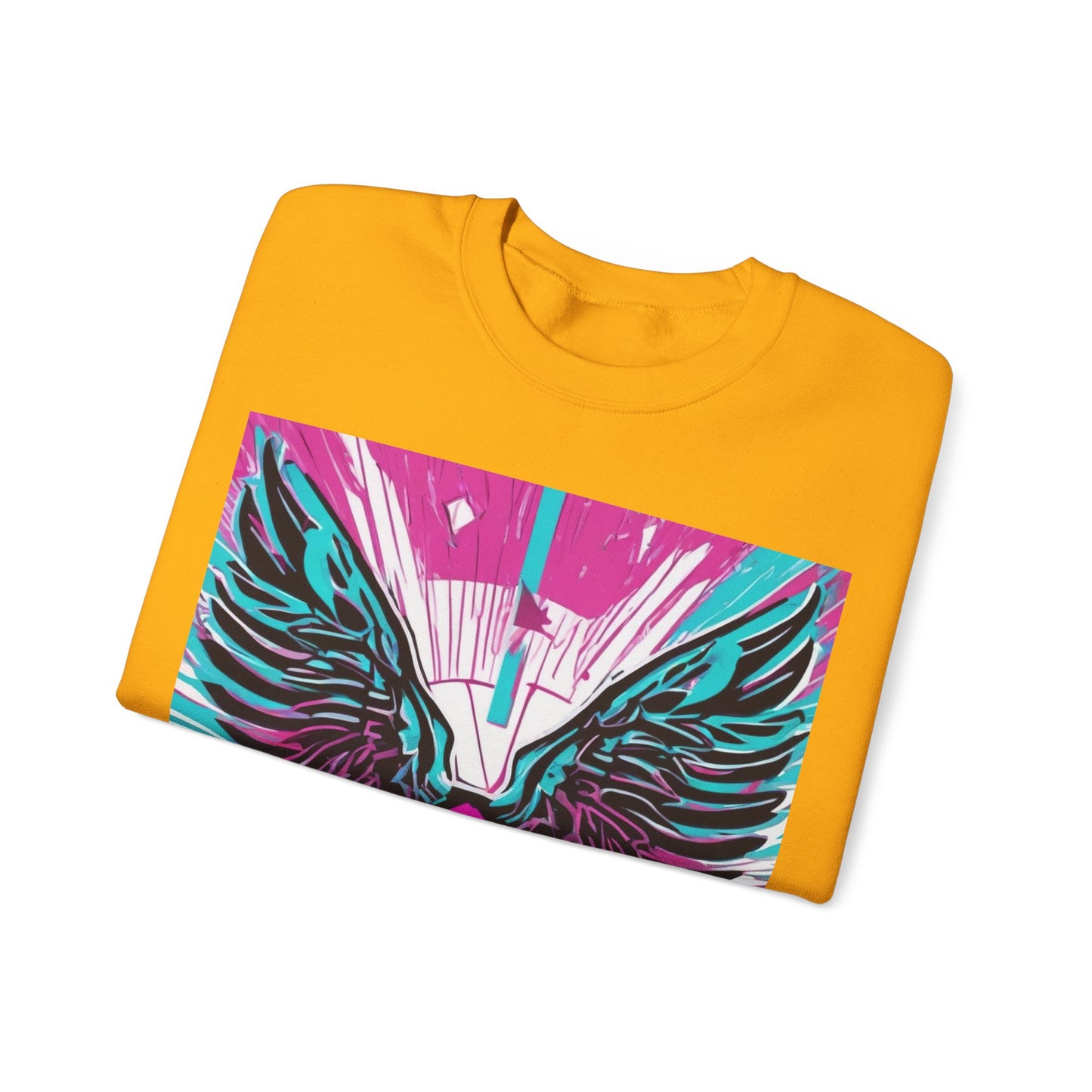 boostlete-am-crew-icon-wings-outline-line-art-0282 — Unisex Heavy Blend Crewneck Sweatshirt (Gildan)
