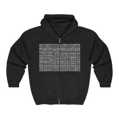 boostlete-rise-grind-pattern-plate-number-monoline-0291 — Unisex Heavy Blend Full-Zip Hooded Sweatshirt