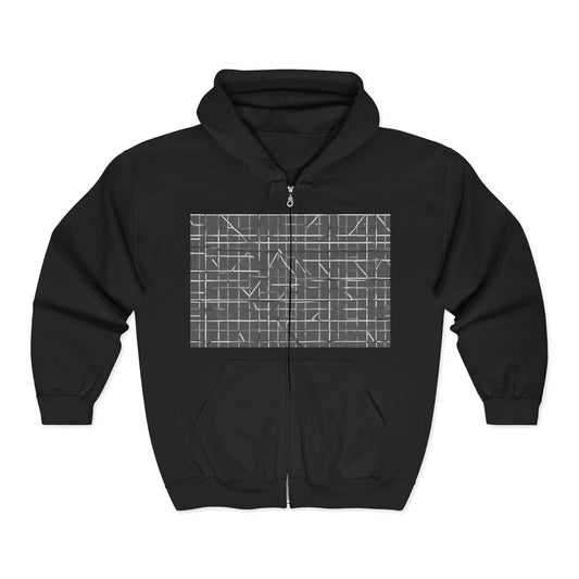 boostlete-rise-grind-pattern-plate-number-monoline-0291 — Unisex Heavy Blend Full-Zip Hooded Sweatshirt