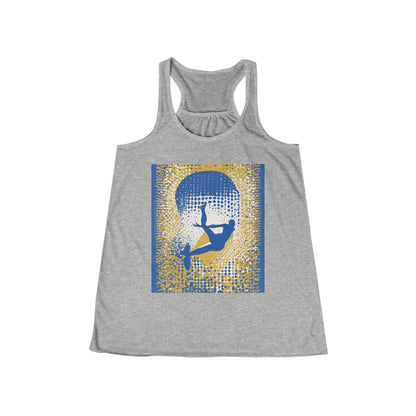 boostlete-field-day-icon-swimmer-halftone-paper-0246 — Women's Flowy Racerback Tank (B+C 8800)