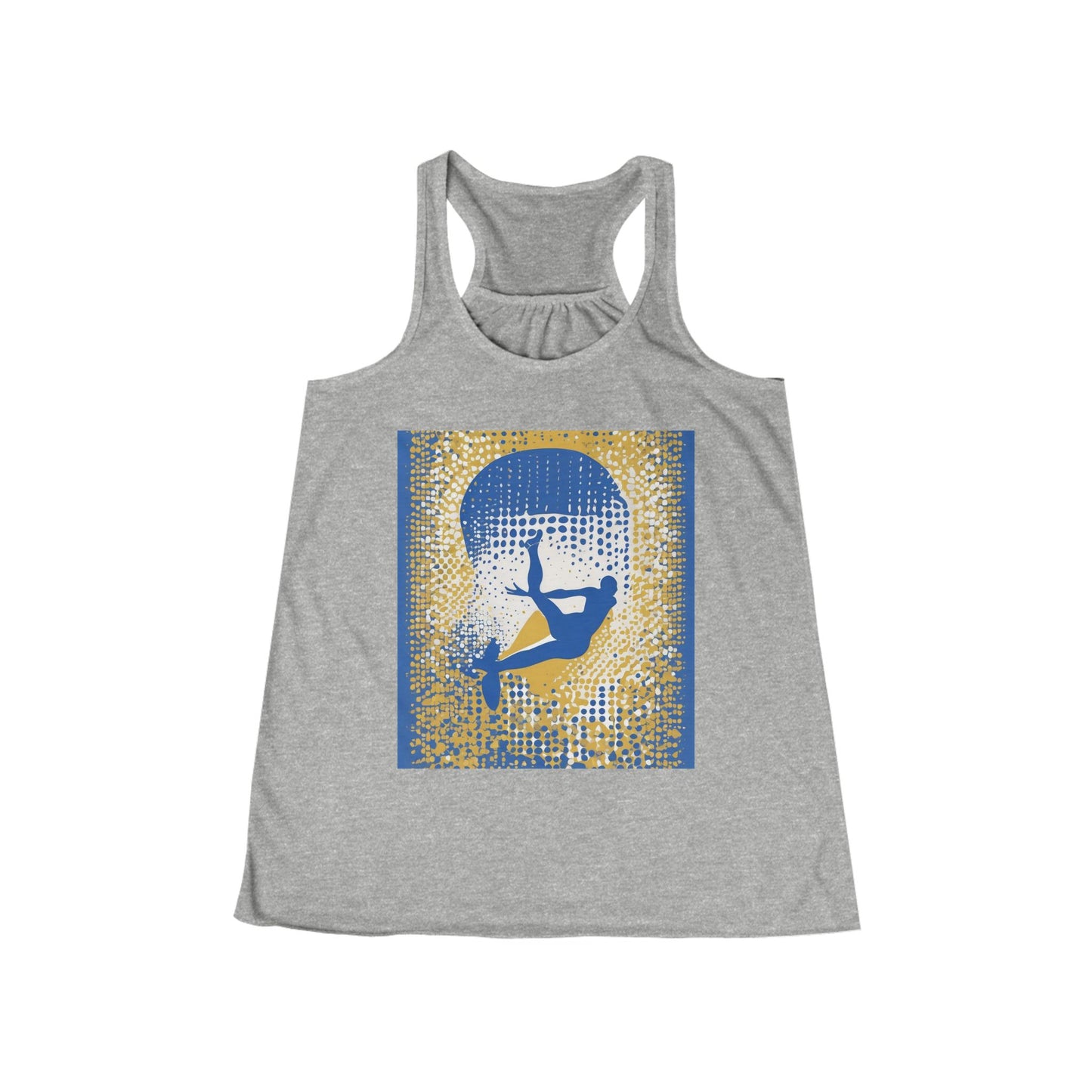 boostlete-field-day-icon-swimmer-halftone-paper-0246 — Women's Flowy Racerback Tank (B+C 8800)