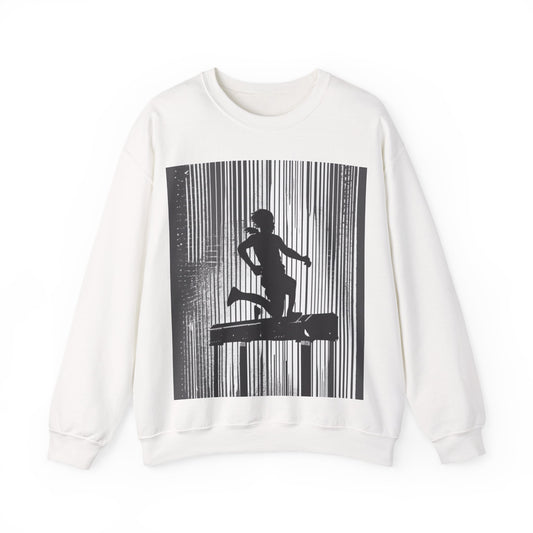boostlete-am-crew-scene-hurdler-halftone-badge-0956 — Unisex Heavy Blend Crewneck (G18000)