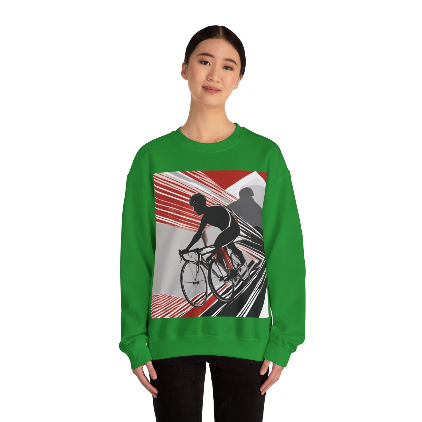 boostlete-boost-mode-scene-cyclist-speed-geometric-0208 — Unisex Heavy Blend Crewneck Sweatshirt (Gildan)