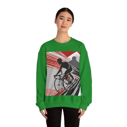 boostlete-boost-mode-scene-cyclist-speed-geometric-0208 — Unisex Heavy Blend Crewneck Sweatshirt (Gildan)