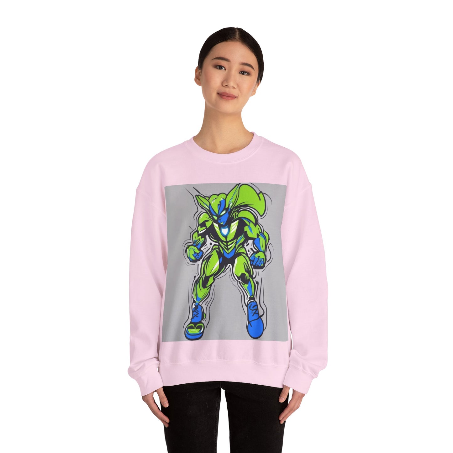 boostlete-quiet-power-type-boost-mode-on-outline-over-solid-modern-0741 — Unisex Heavy Blend Crewneck (G18000)