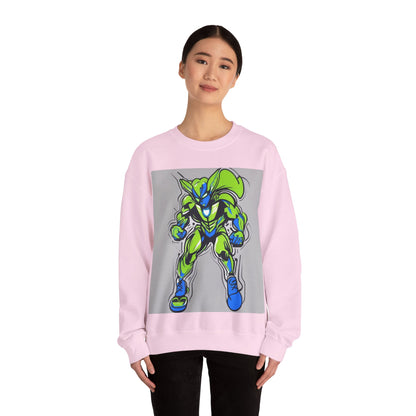 boostlete-quiet-power-type-boost-mode-on-outline-over-solid-modern-0741 — Unisex Heavy Blend Crewneck (G18000)